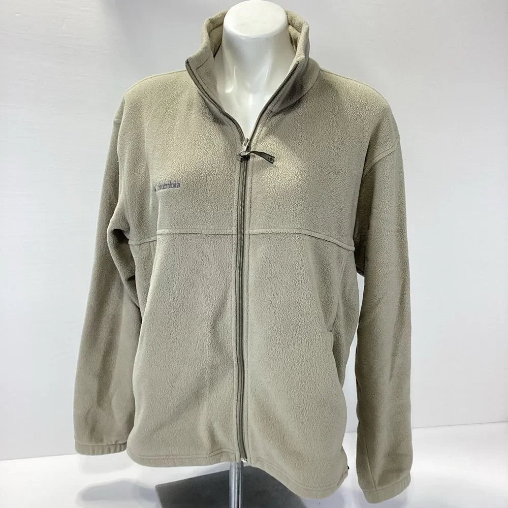 Columbia Fleece Jacket Beige Full-Zip Men’s M Zip Front